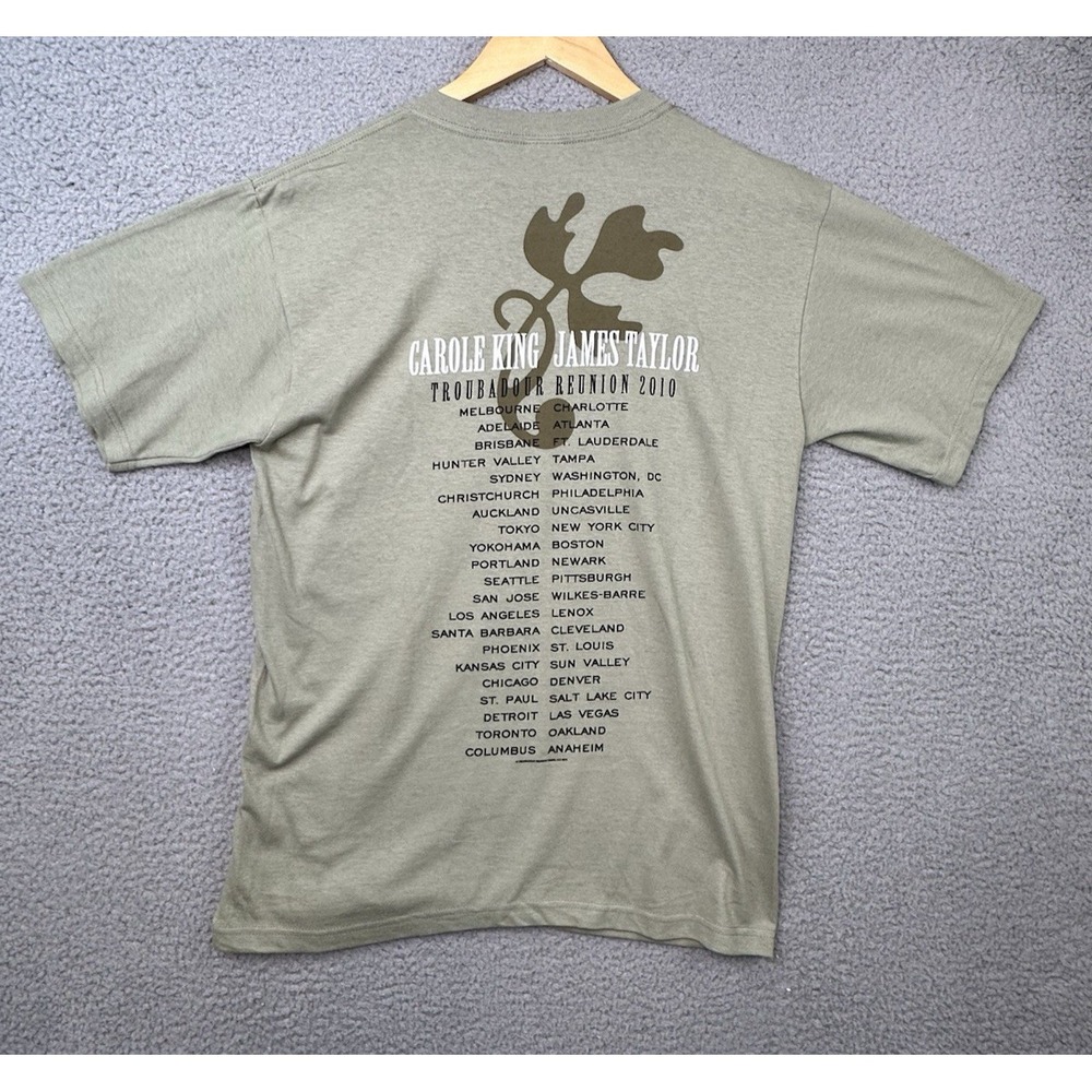 Carole King & James Taylor Troubadour Reunion Tour 2010 T Shirt Men Medium Green - Picture 4 of 10